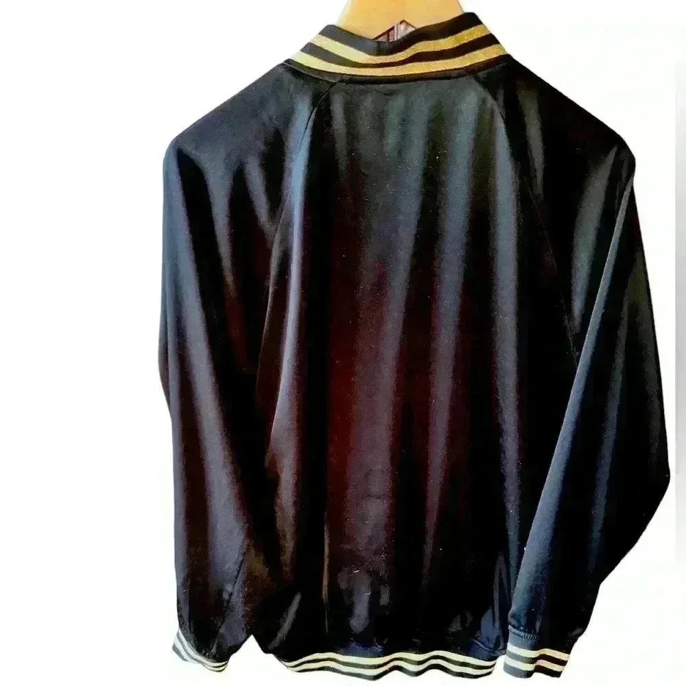 Lularoe‎ xl black satin jacket with logo on front and on zipper pull. EUC - Picture 2 of 8